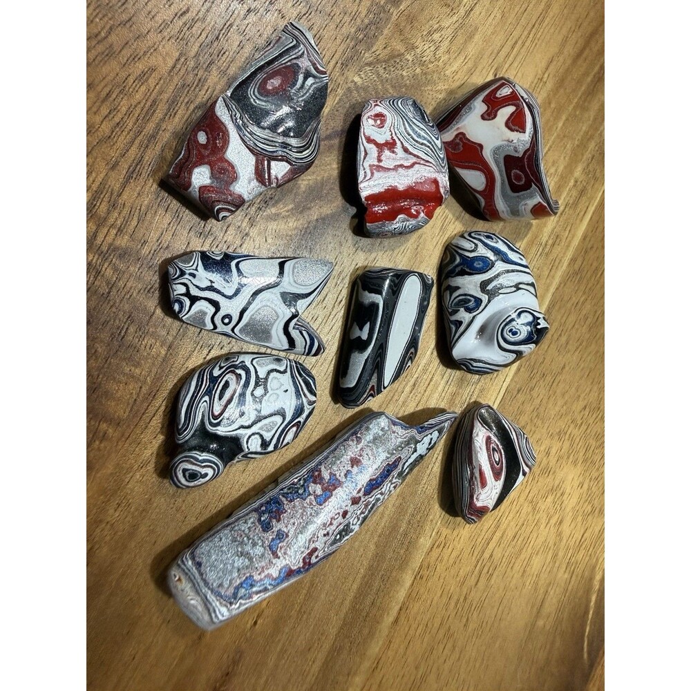 Fordite Freeform Polished Tumbled Specimens, Jewelry Making